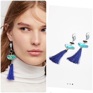 NWT Free People Alameda Stone Tassel Earrings Turquoise/Opal/Silver